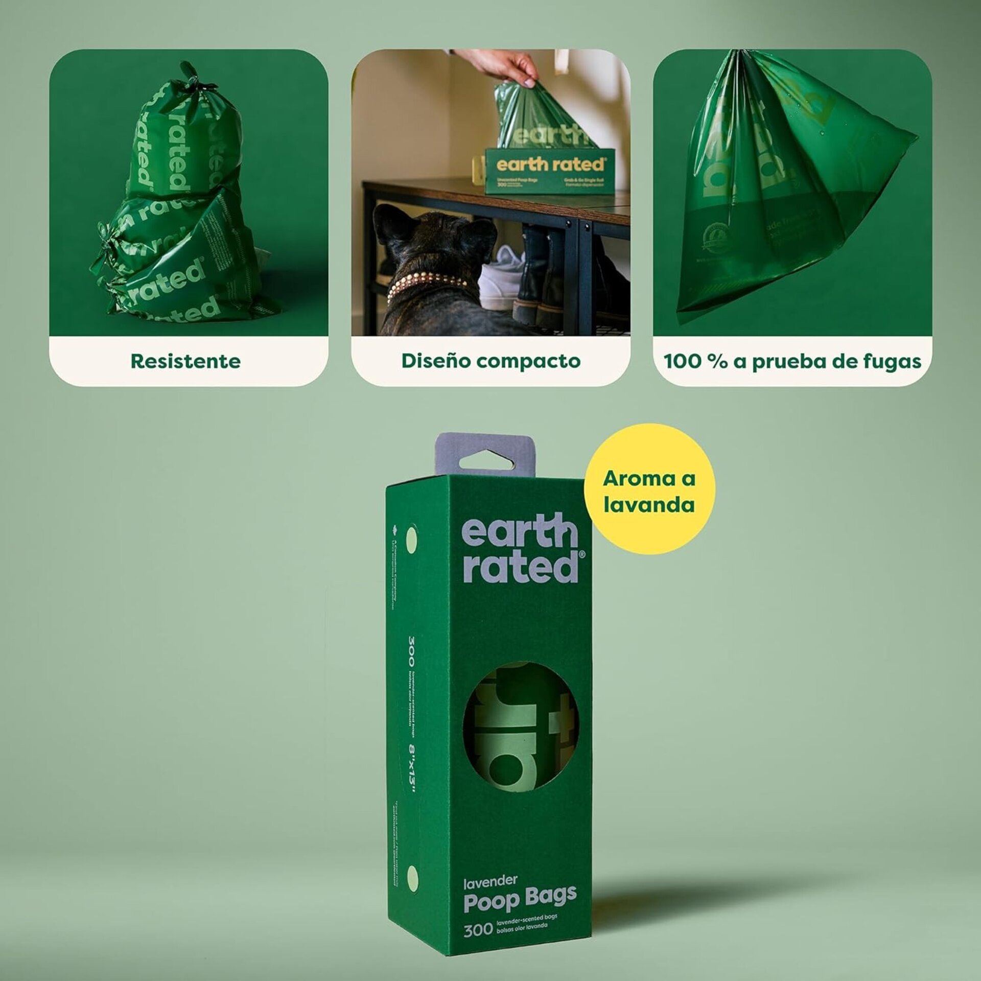 Bolsas Para Excrementos Con Fragancia A Lavanda Earth Rated Caja De 300 bolsas. - 2