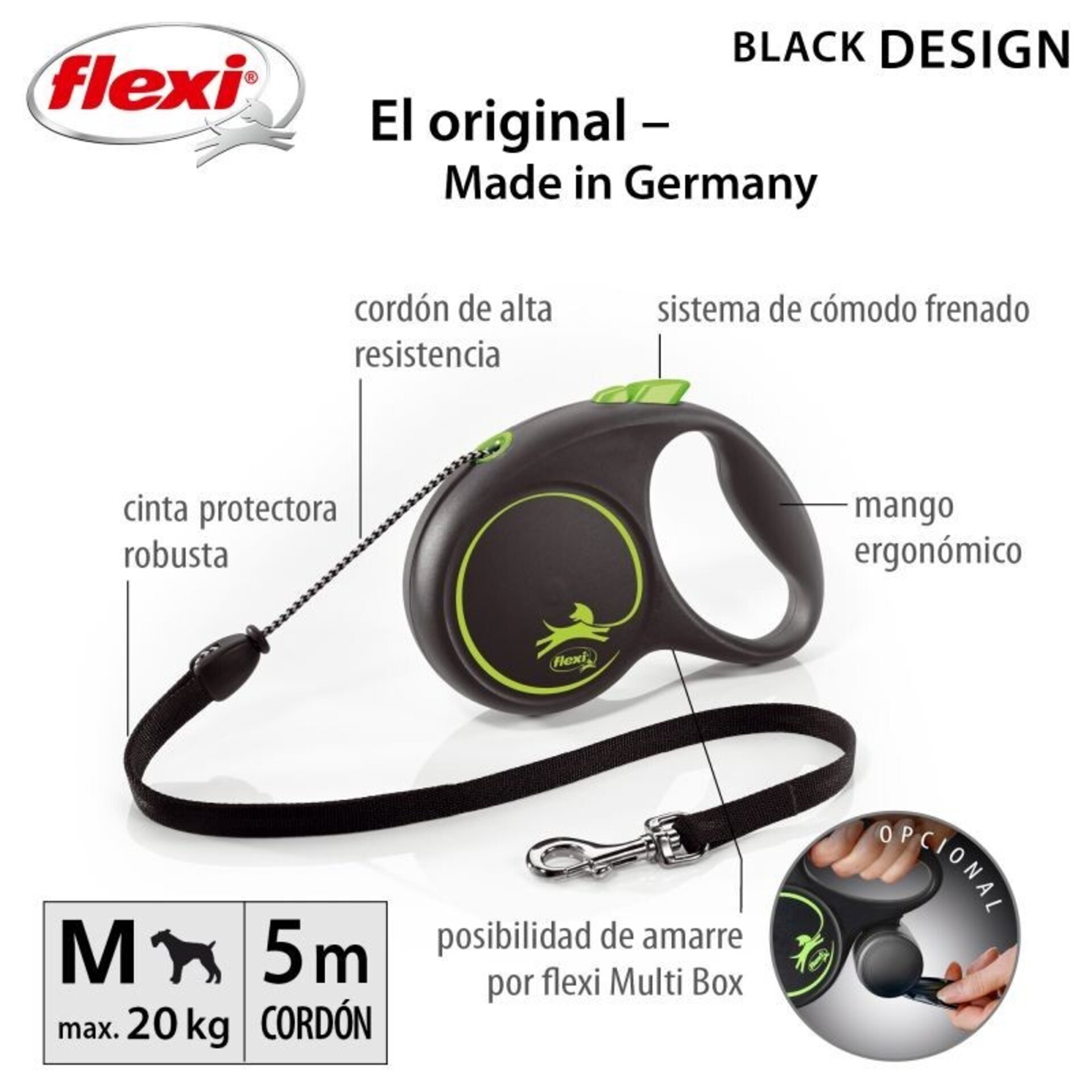 Flexi Correa Black Design Cordón - 12