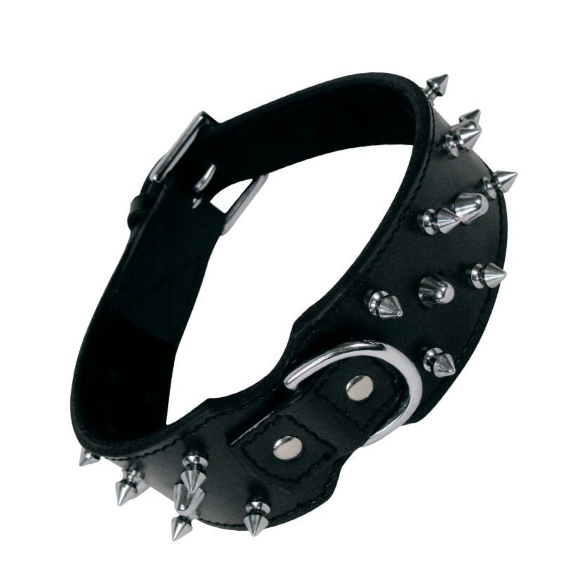 Collares De Piel Negro Con Pinchos - 4