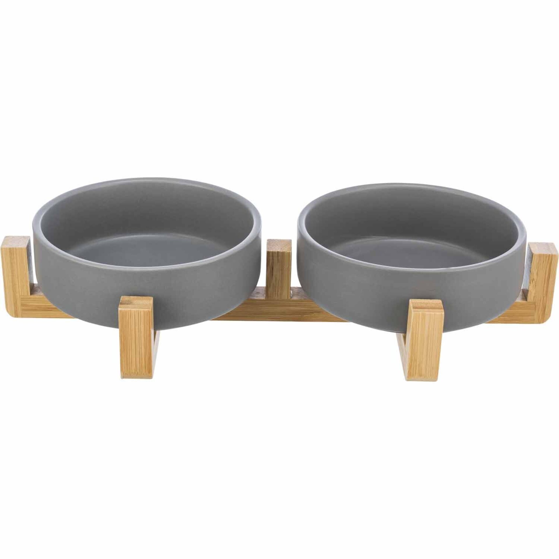 Set Comederos De Cerámica Y Madera - 2