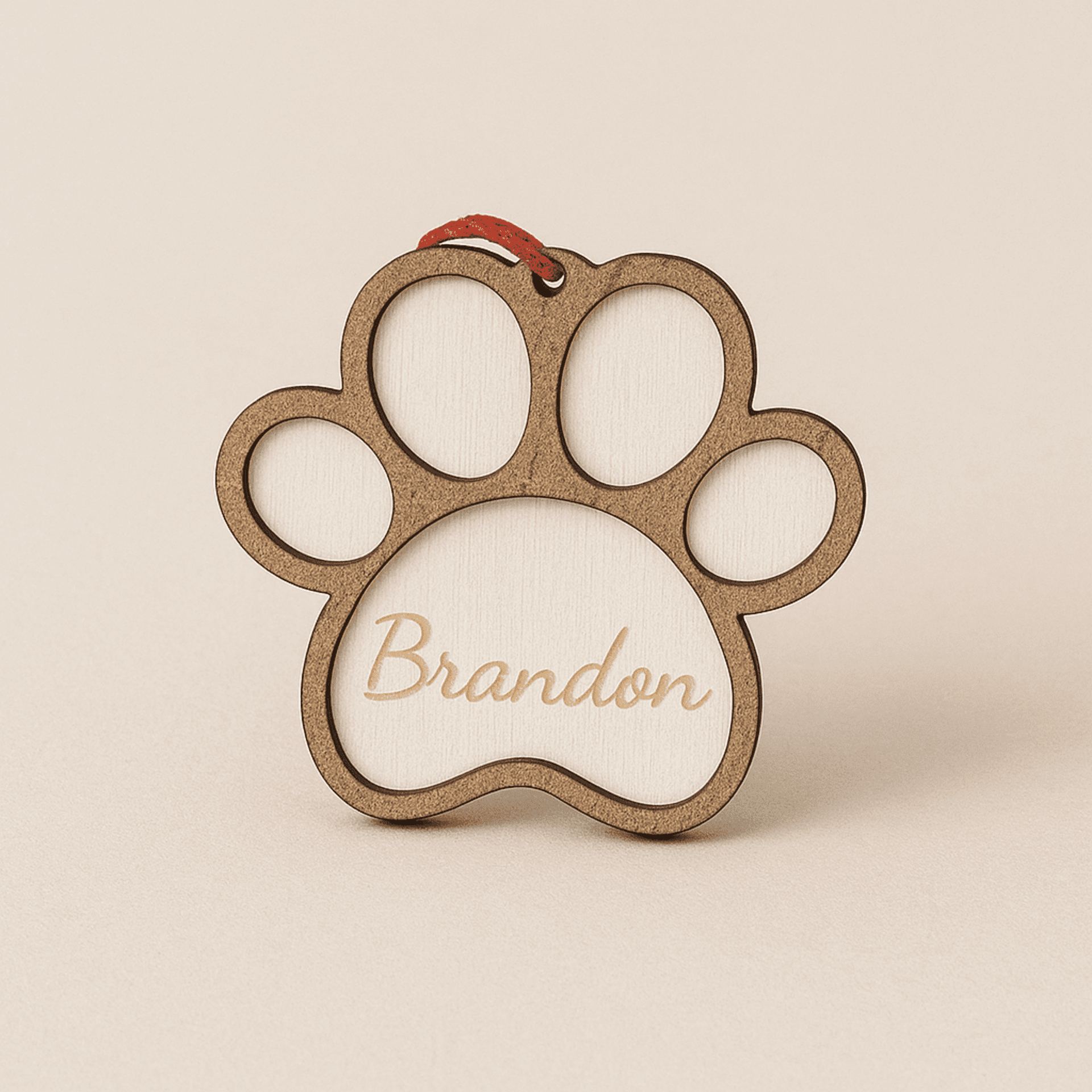 Huella Pequeña Con Nombre En MDF Y Fondo Personalizada - 2