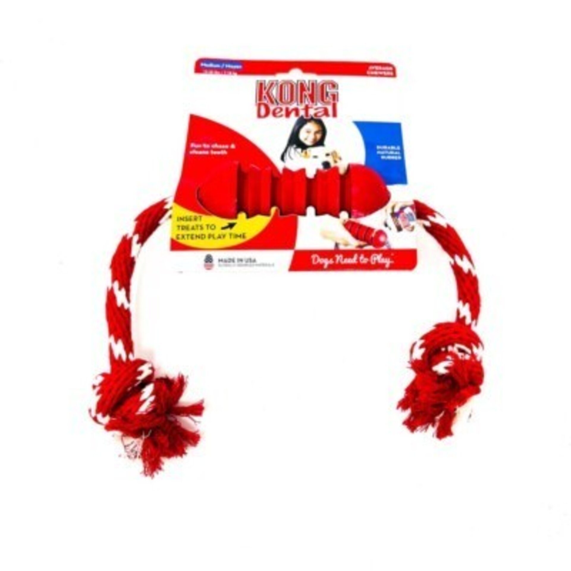 Kong Classic Dental con Cuerda Rojo para Perros - 3