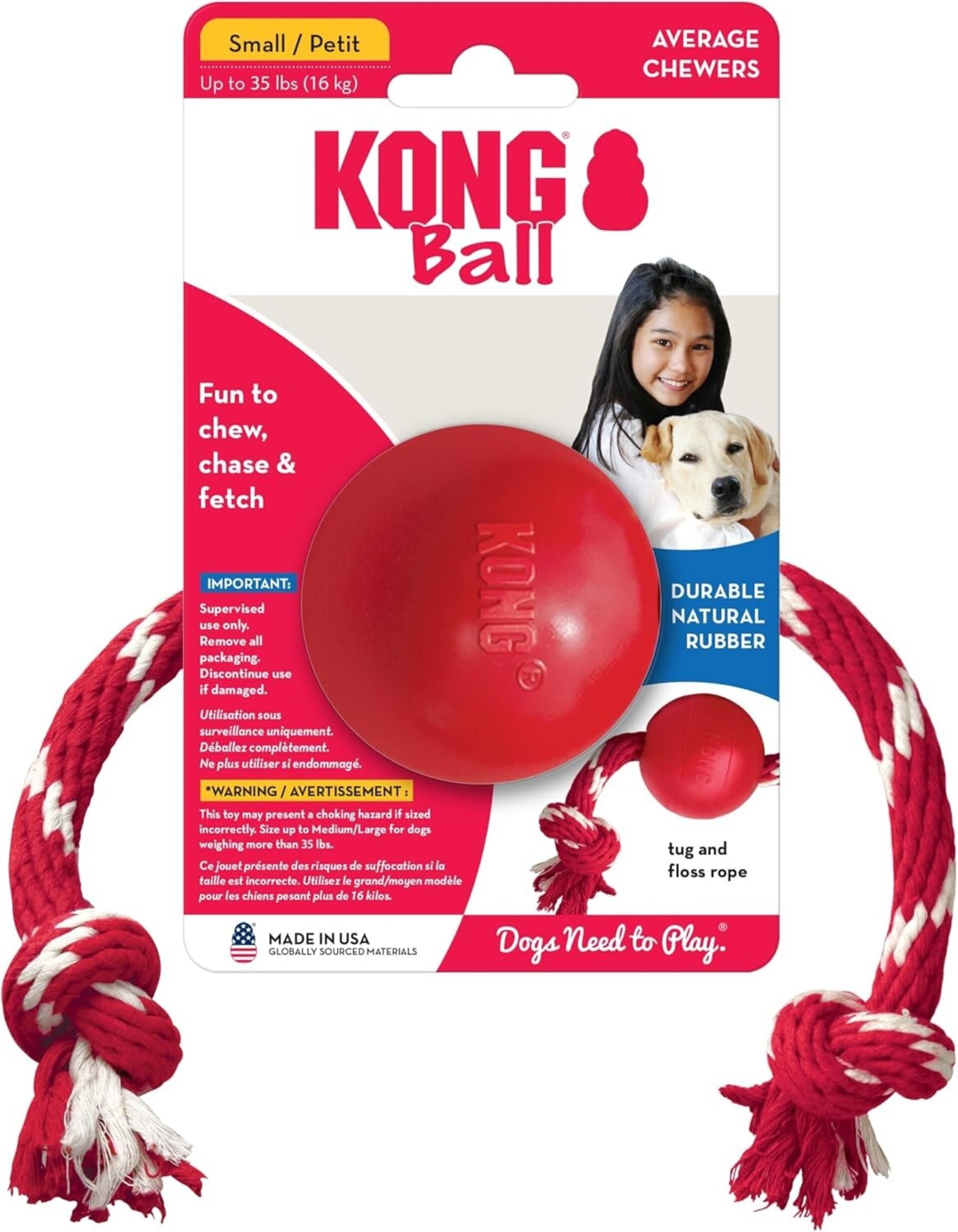 Kong Classic Ball with Rope para Perros - 4