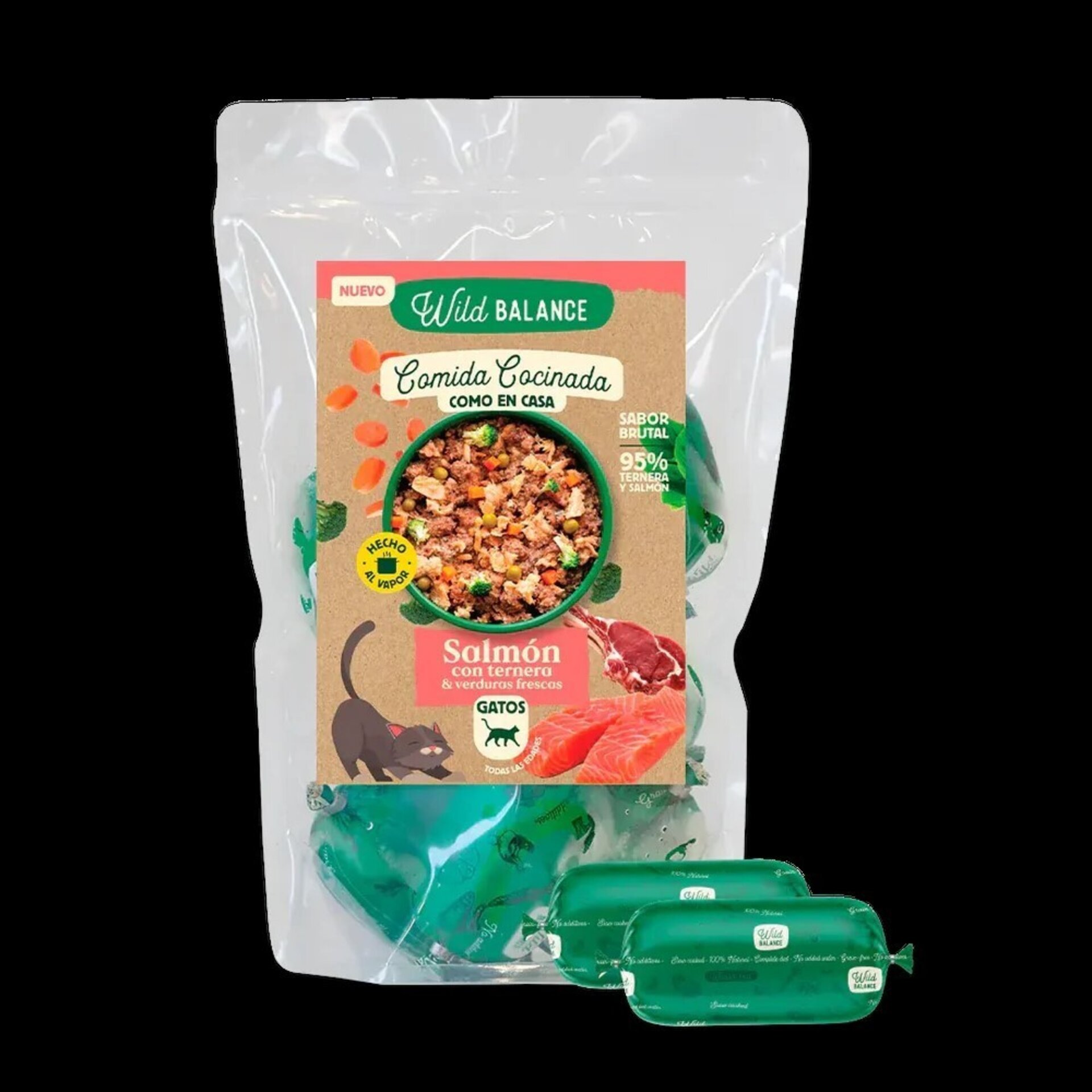 Salchichas Cocinadas De Salmon Y Ternera Con Verduras Wild Balance - 2