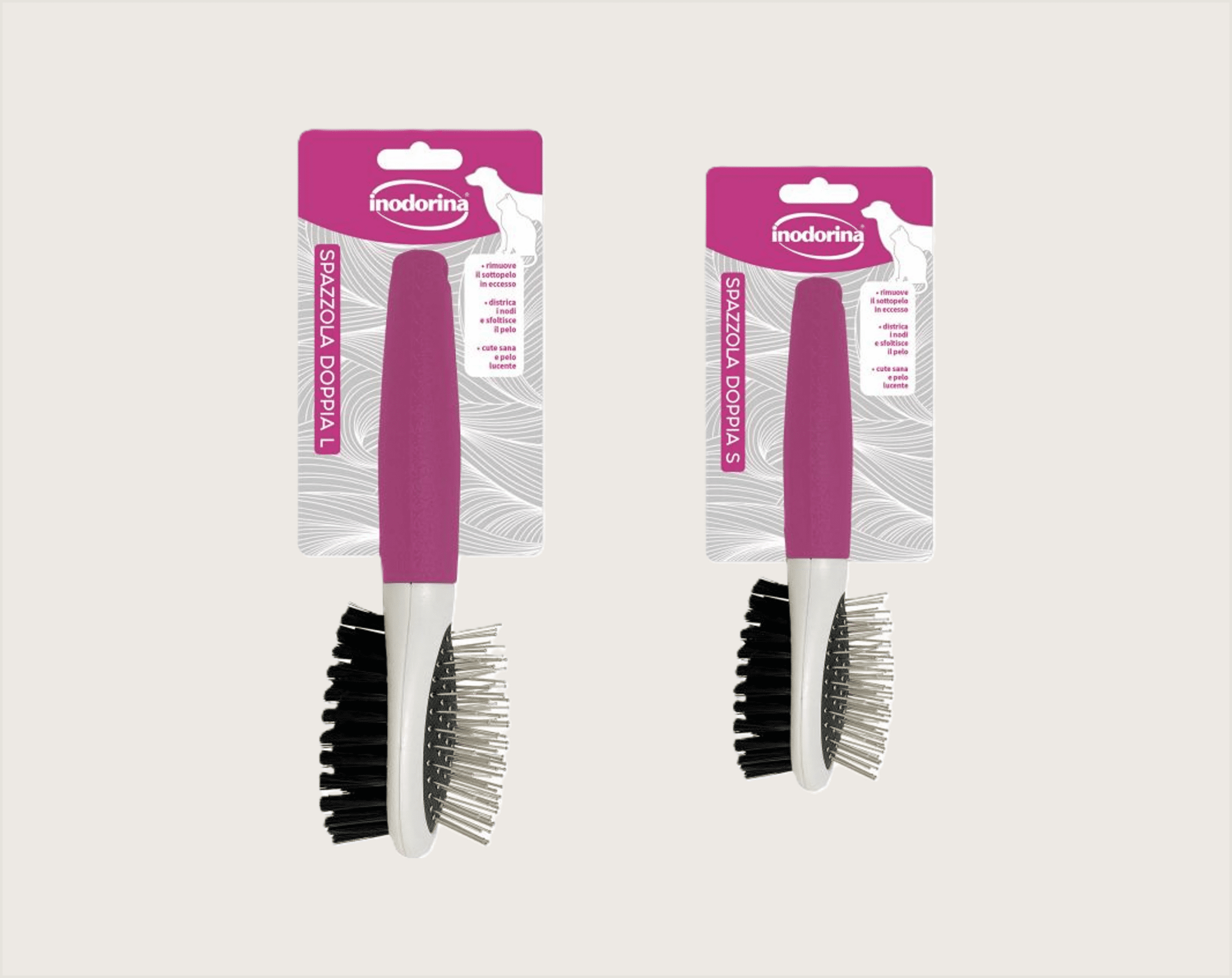 Inodorina Cepillo Doble para Mascotas - 1