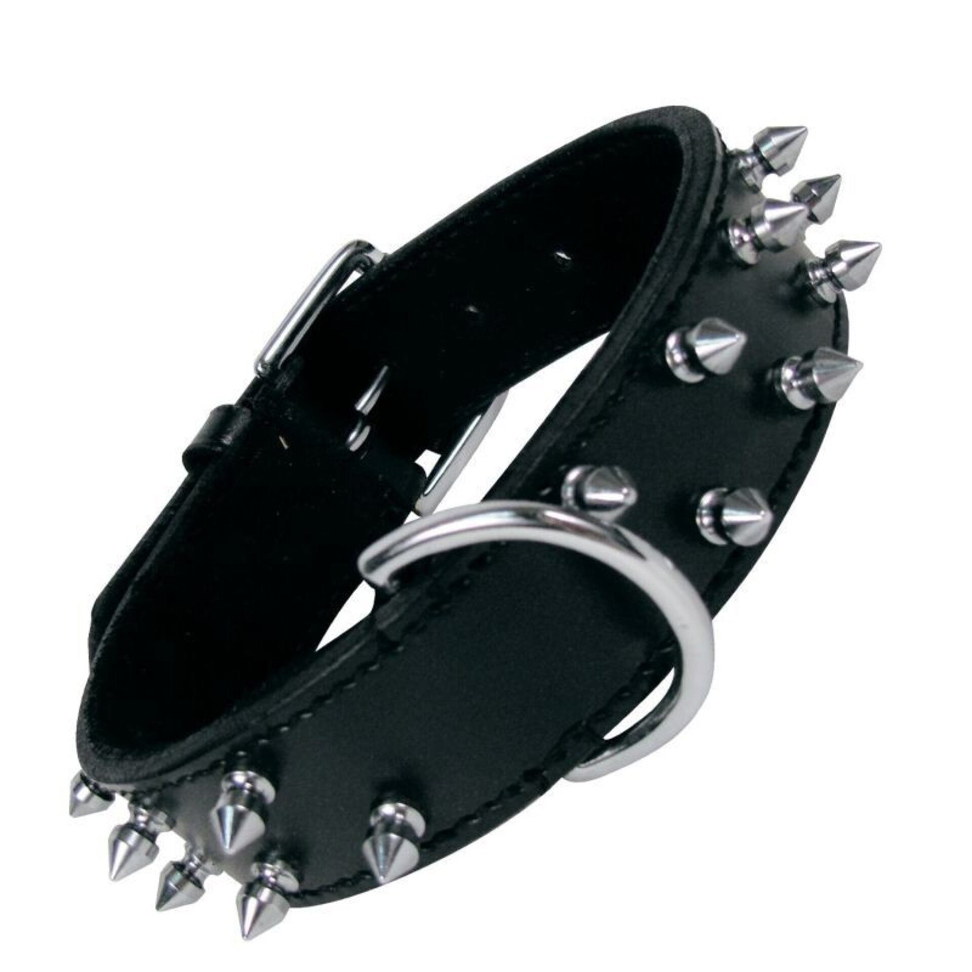 Collares De Piel Negro Con Pinchos - 3