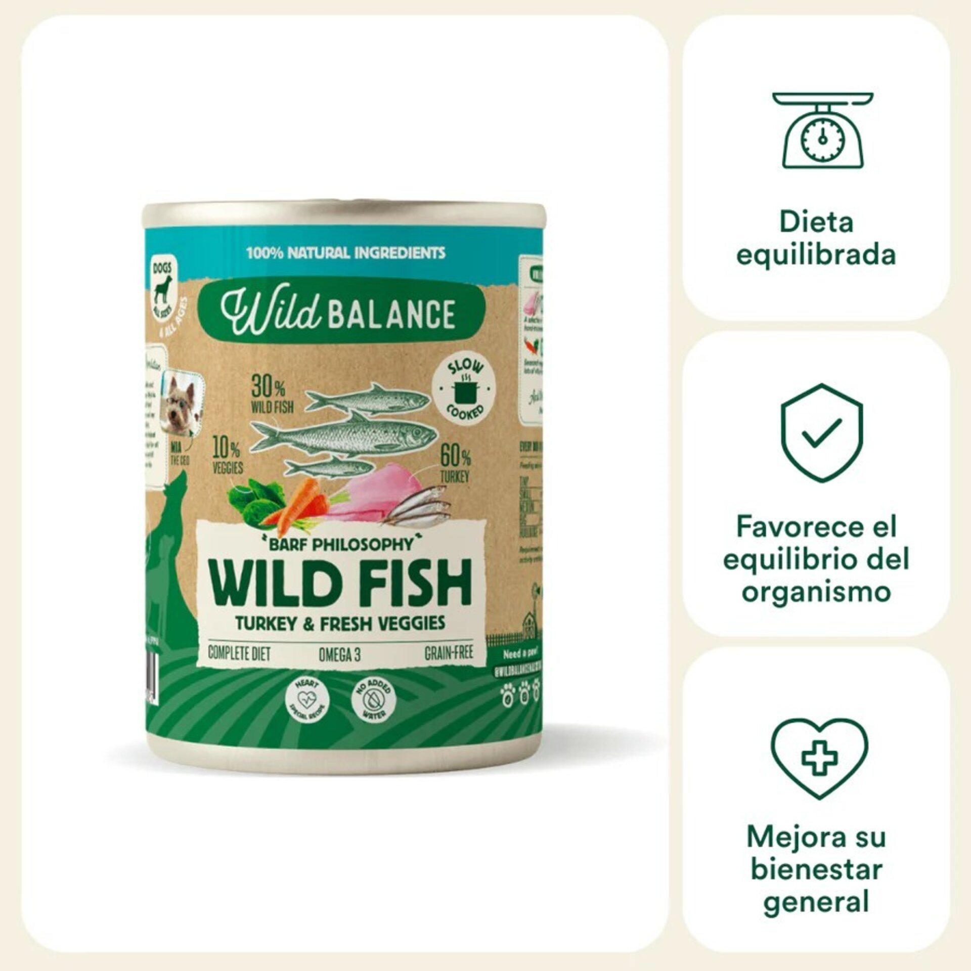 Wild Balance Lata de Pescado y Pavo para perros (Filosofía BARF) - 3