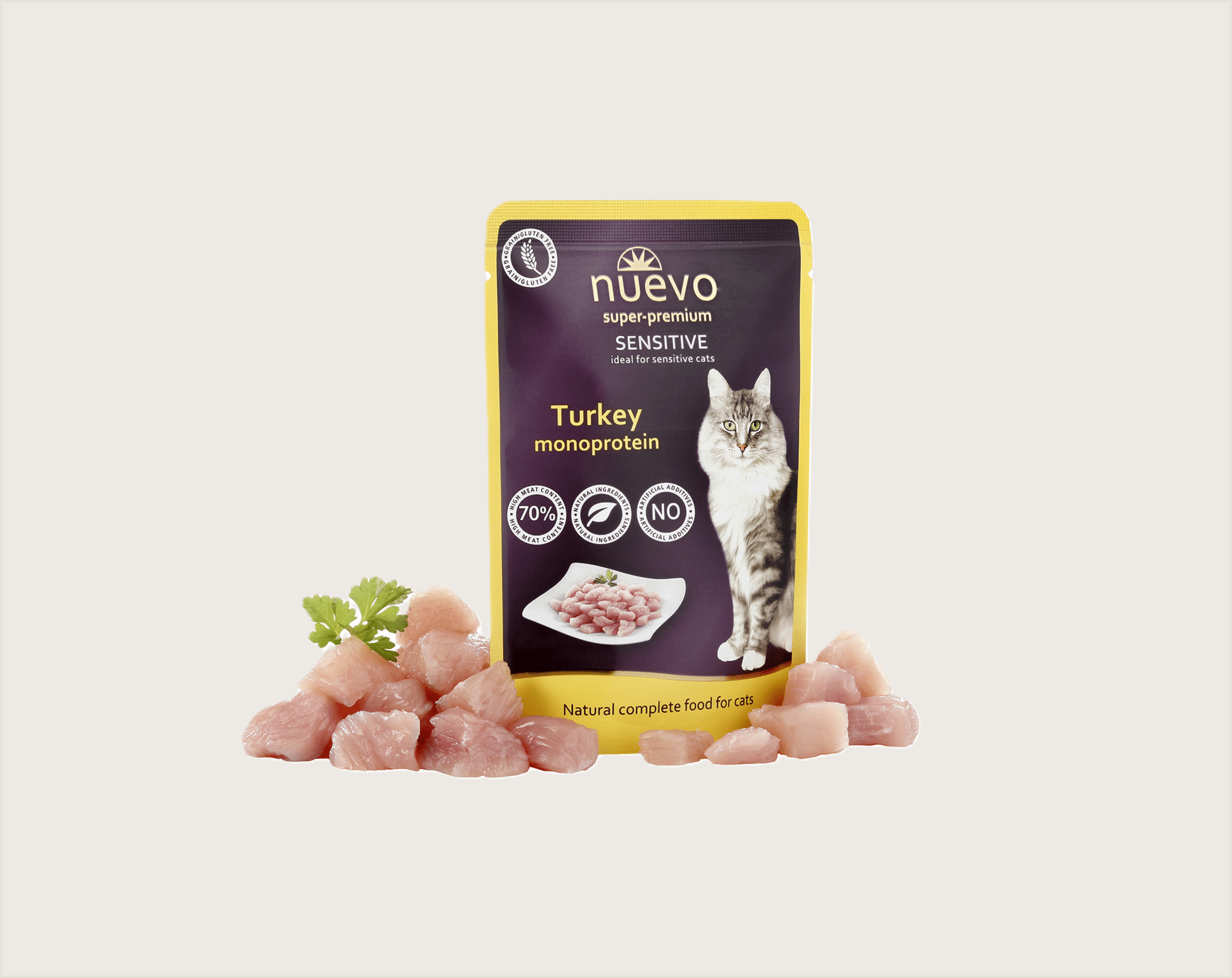 Nuevo Super Premium Sobres Sensitive Pavo Gatos - 3