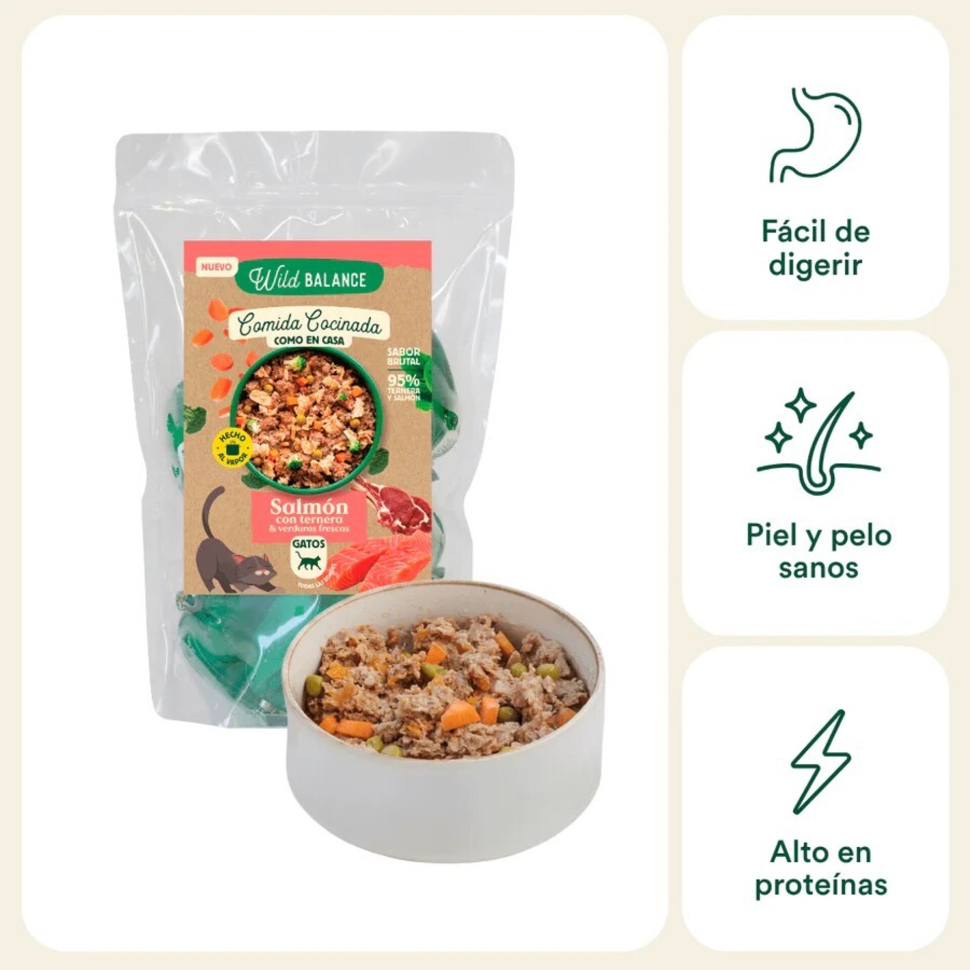 Wild Balance Comida Cocinada Salmón y Ternera con Verduras - 2