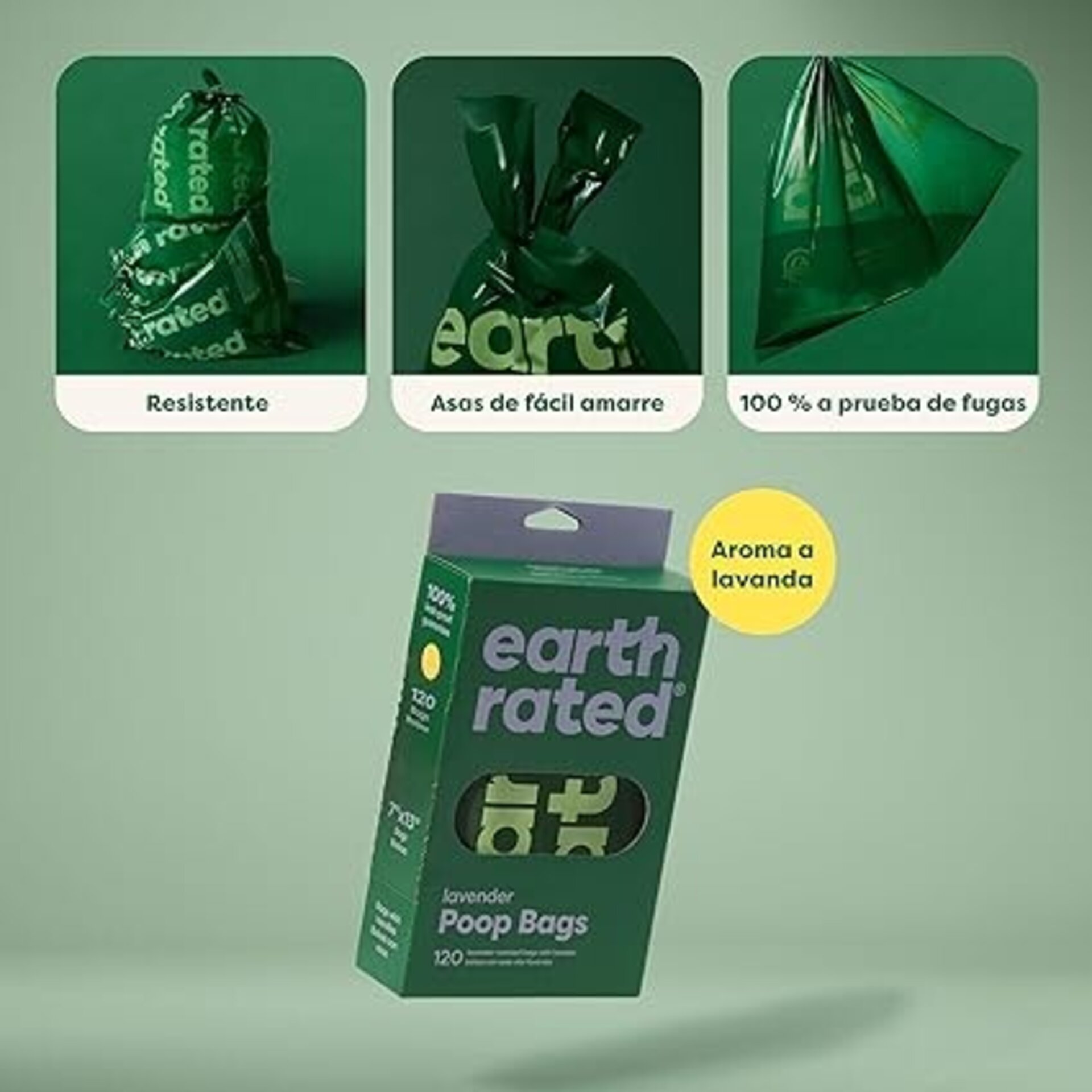 Bolsas Para Excrementos Sin Fragancia Earth Rated 120 Bolsas Con Asas - 4