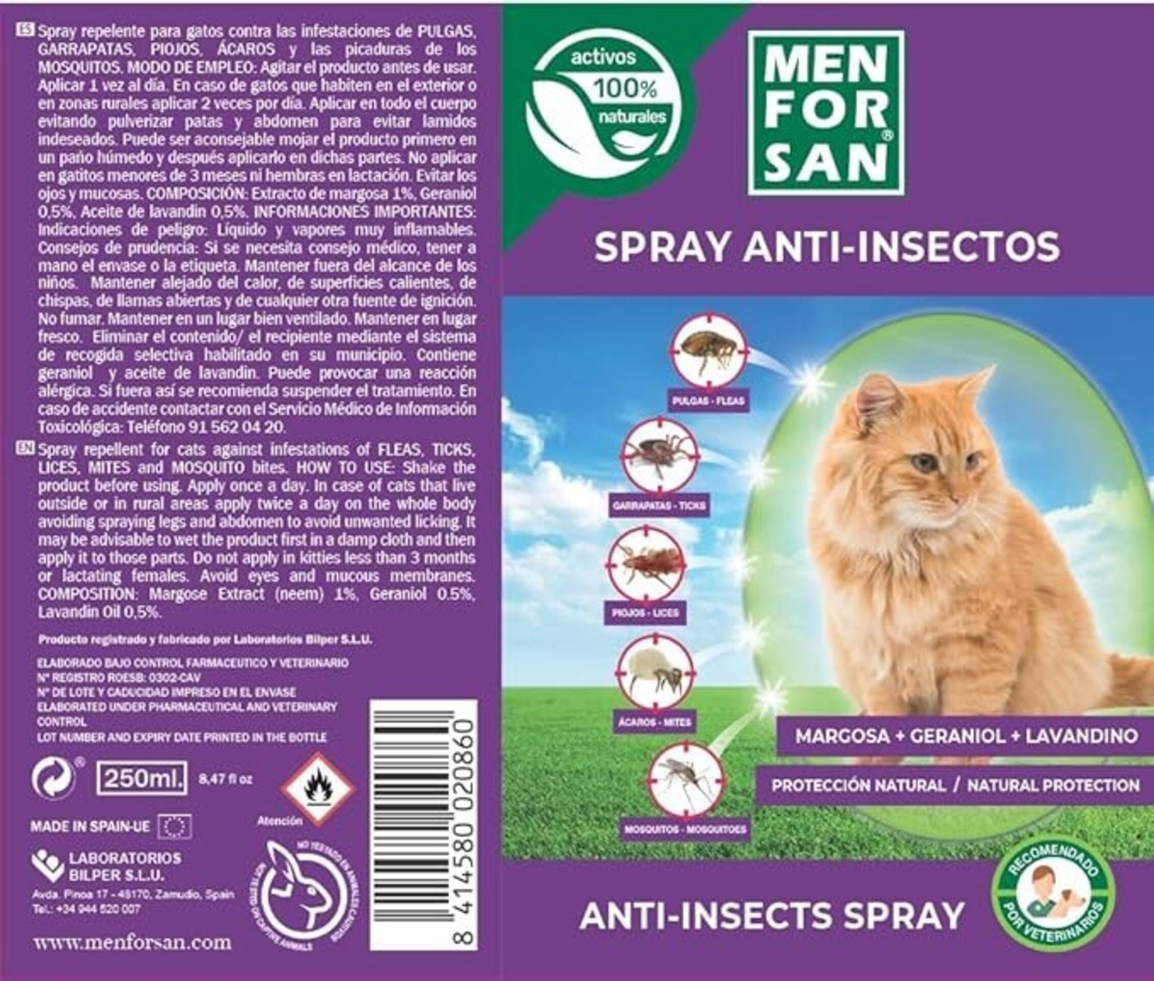 Spray Anti insectos Para Gatos Men For San - 3