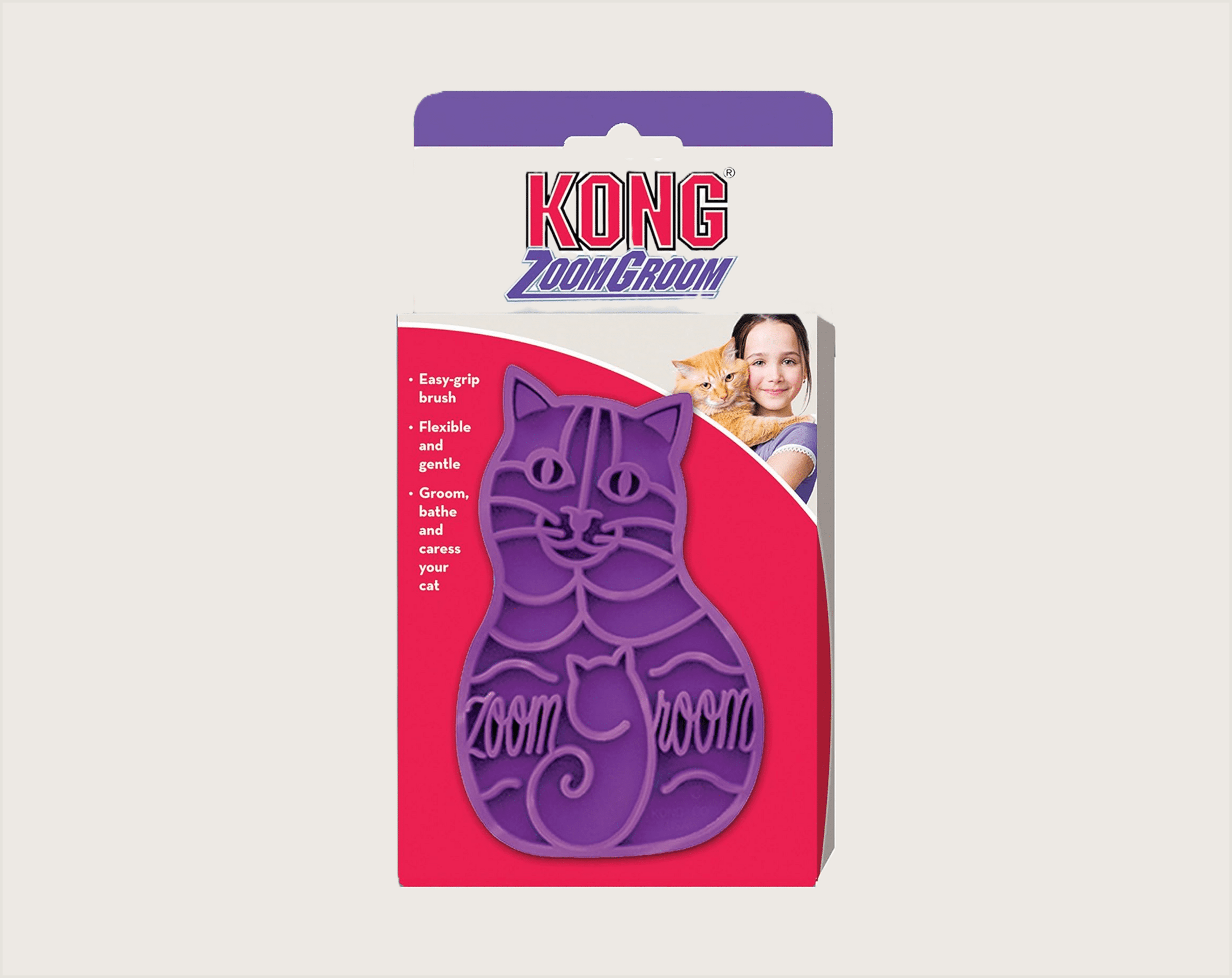 KONG Zoom Groom Morado Cepillo de Goma para Gatos - 1