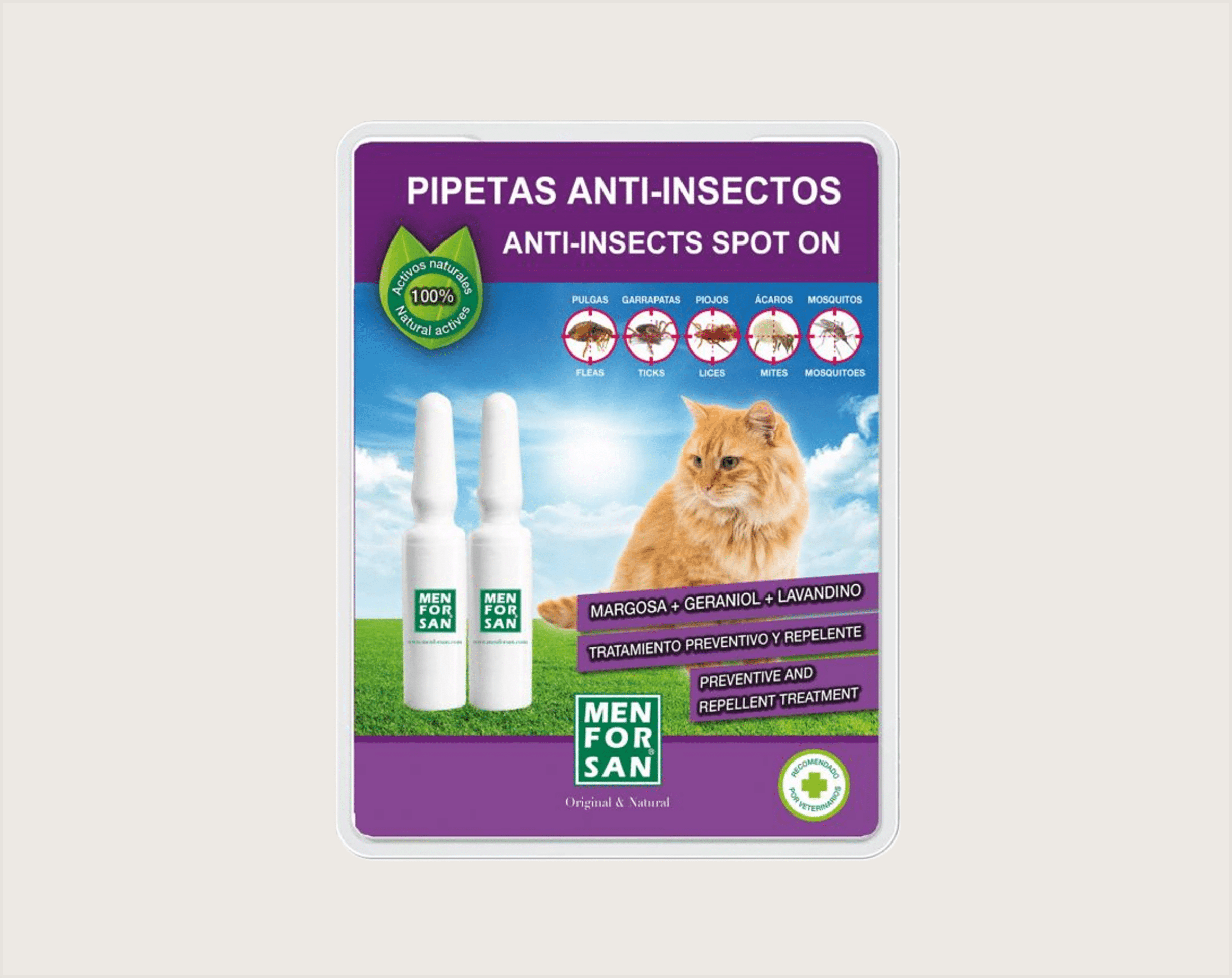 Men For San Pipetas para Gatos con Margosa, Geraniol y Lavandino - 1