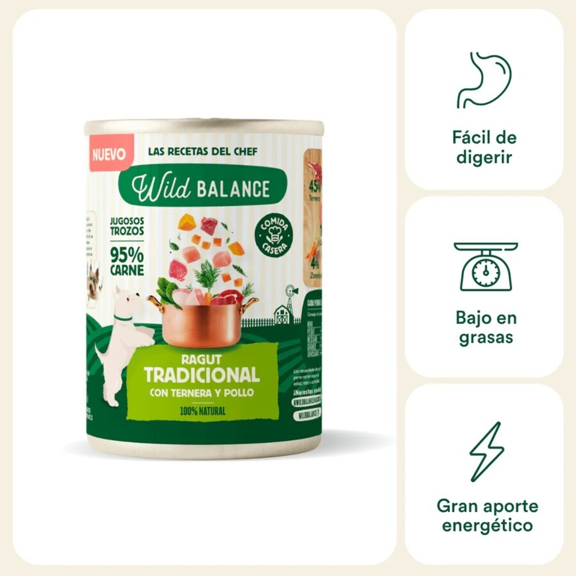 Wild Balance Lata de Ragut tradicional de Ternera y Pollo perros(Filosofía BARF) - 3