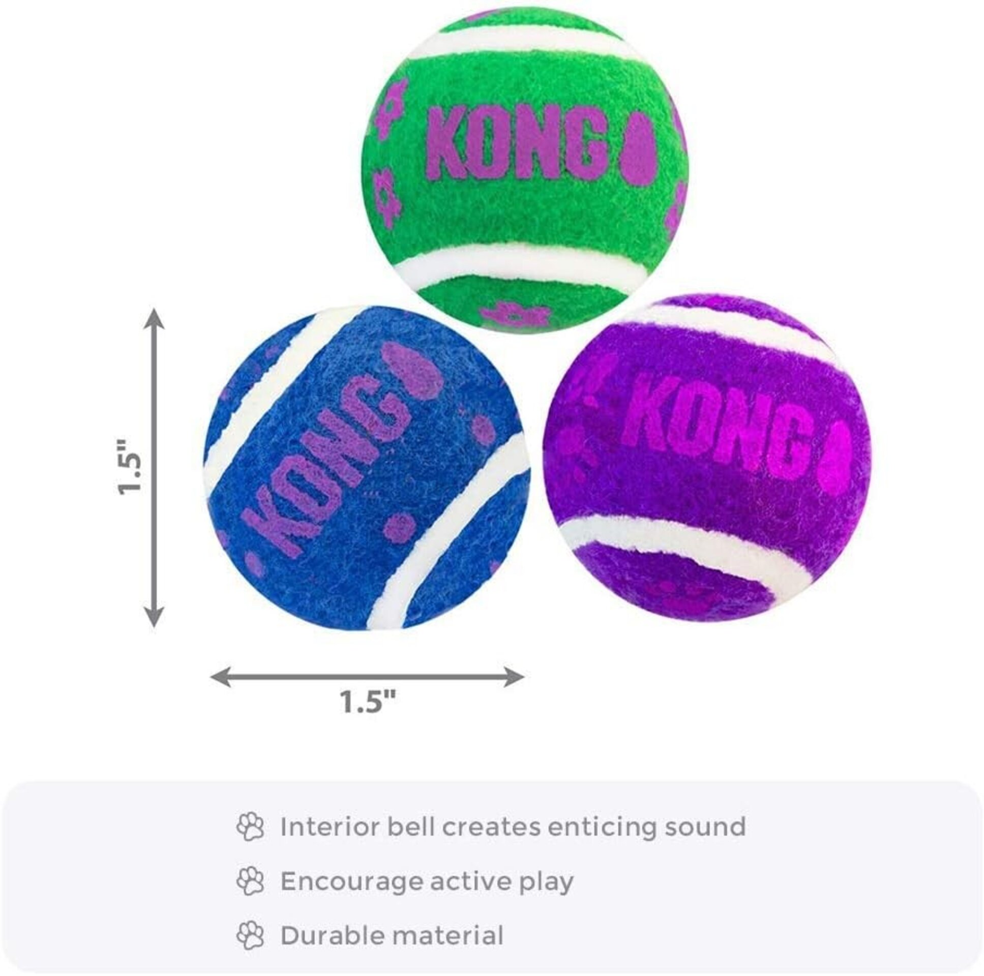 Pelotas Kong Para Gatos Tennis Balls With Bells - 3