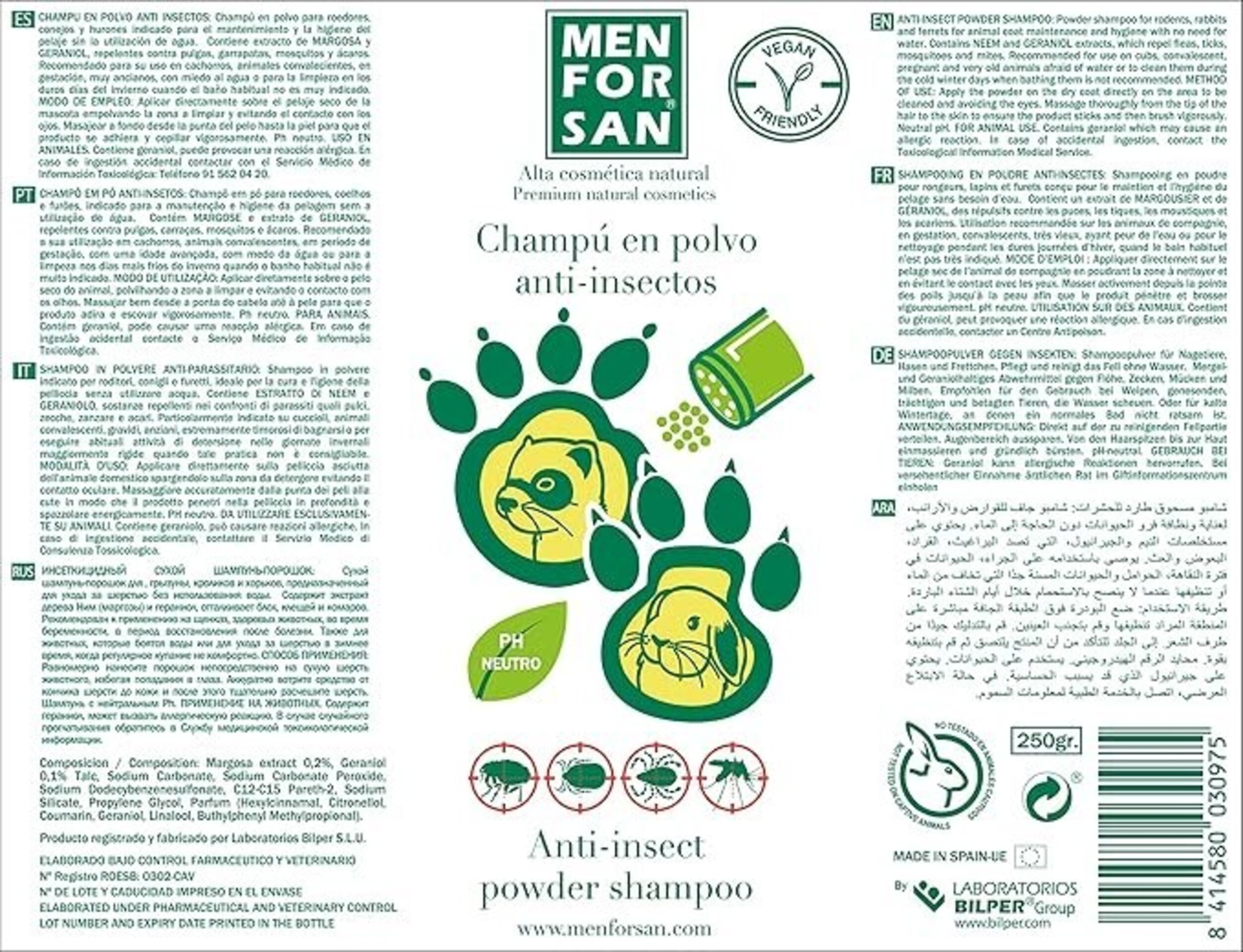 Champú Repelente En Polvo Para Roedores, Conejos Y Hurones Men For San - 6