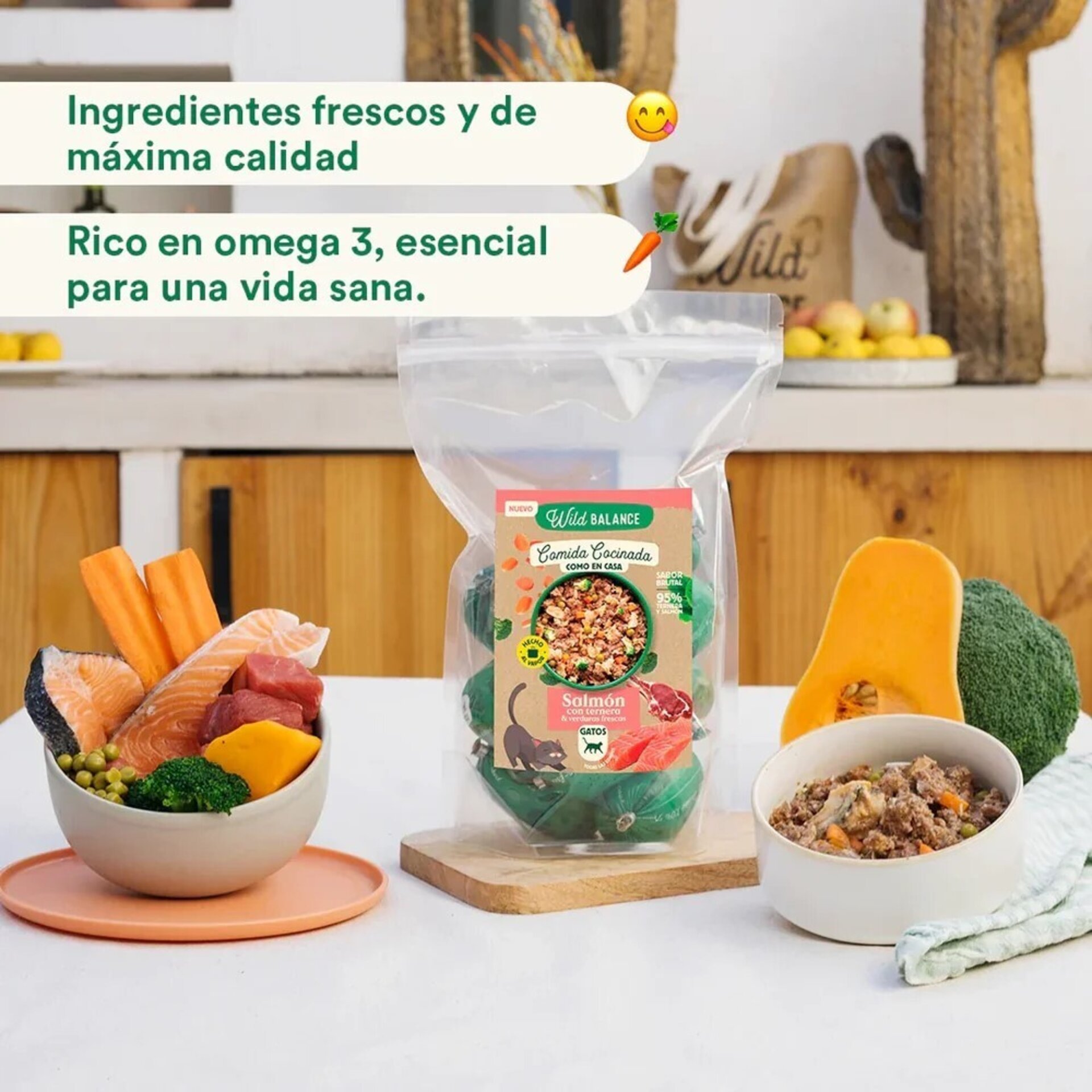 Salchichas Cocinadas De Salmon Y Ternera Con Verduras Wild Balance - 4