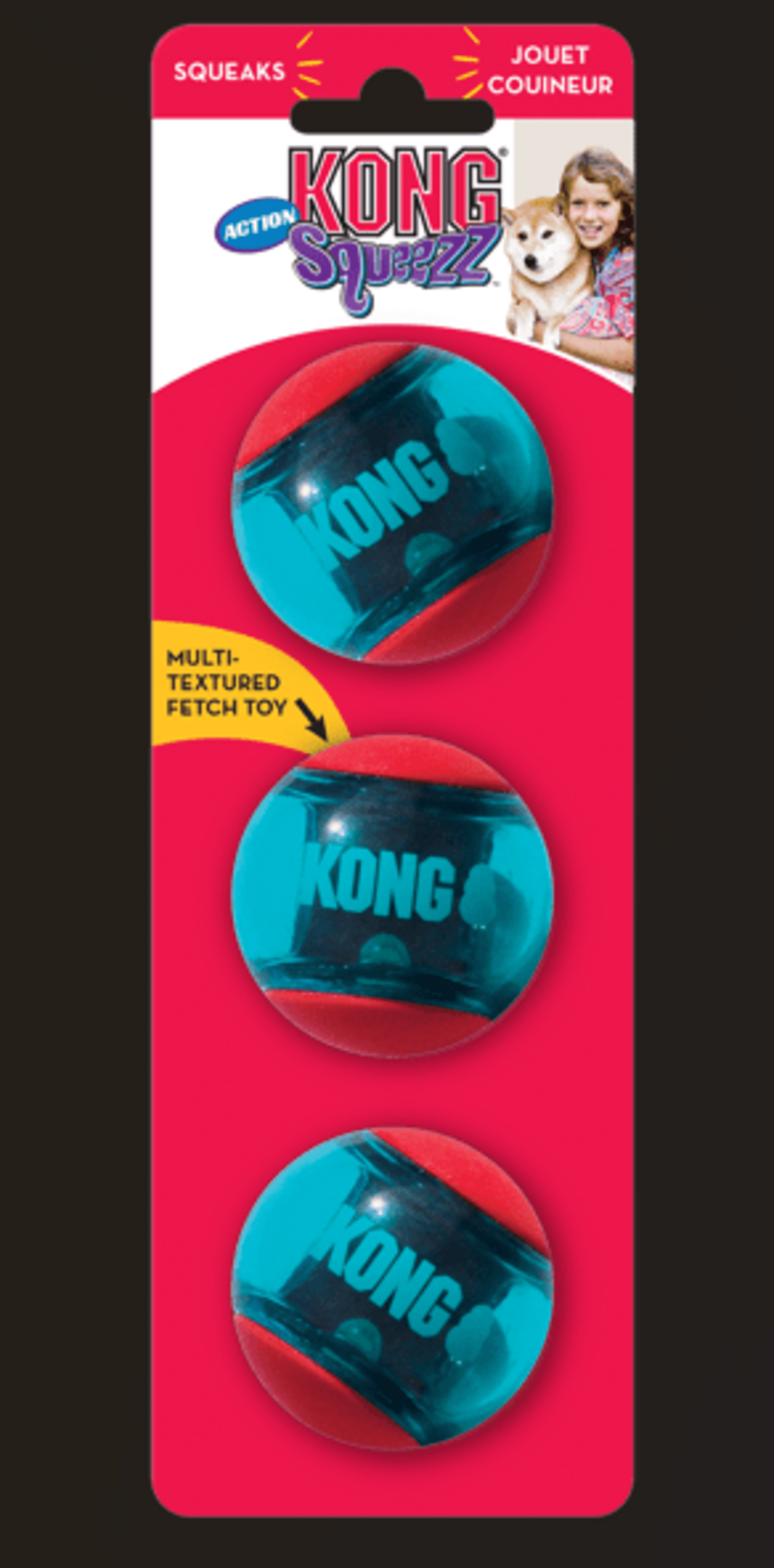 Pelotas Kong Squeezz Accion Red - 3