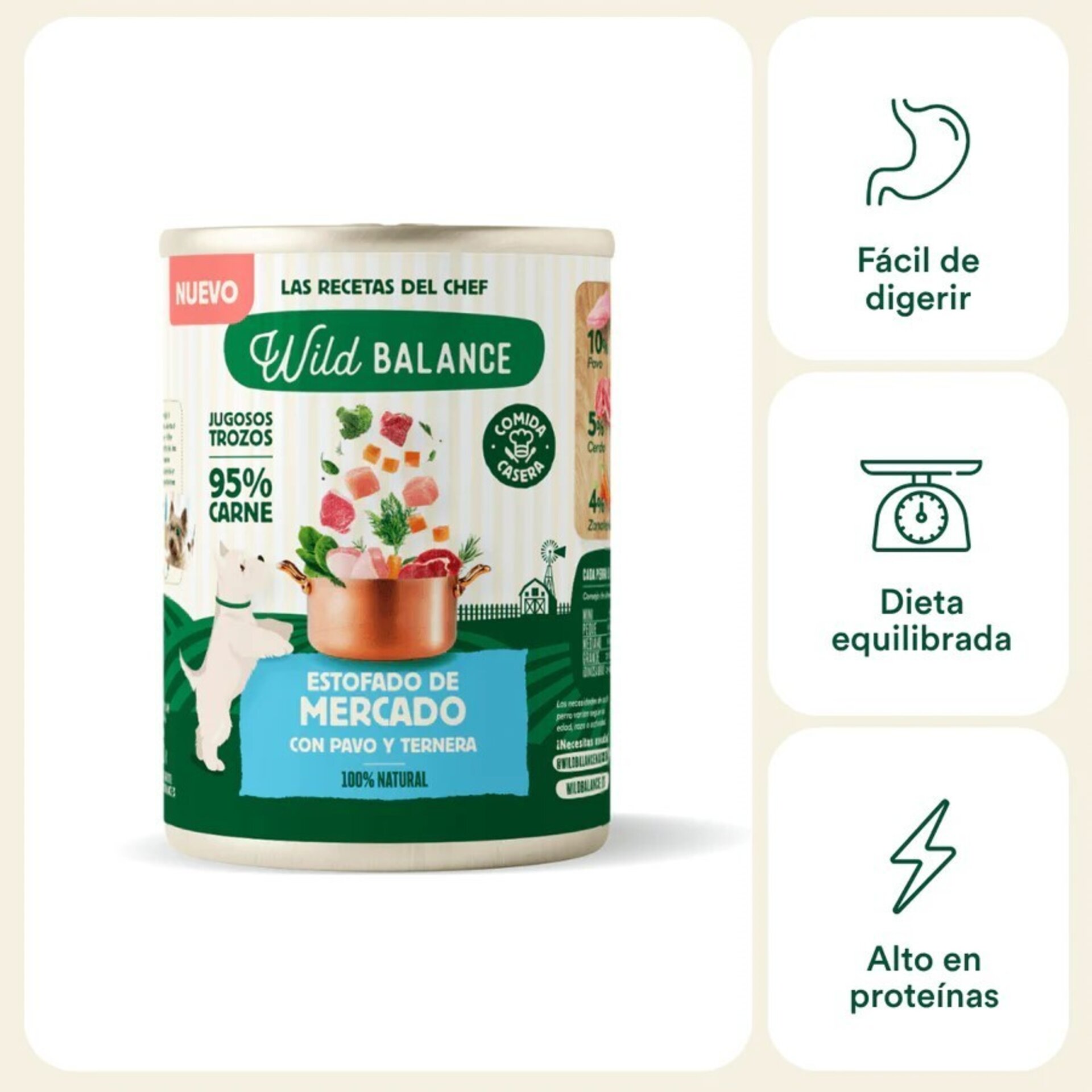 Wild Balance Lata de Estofado de Mercado con Pavo y Terne perros(Filosofía BARF) - 3