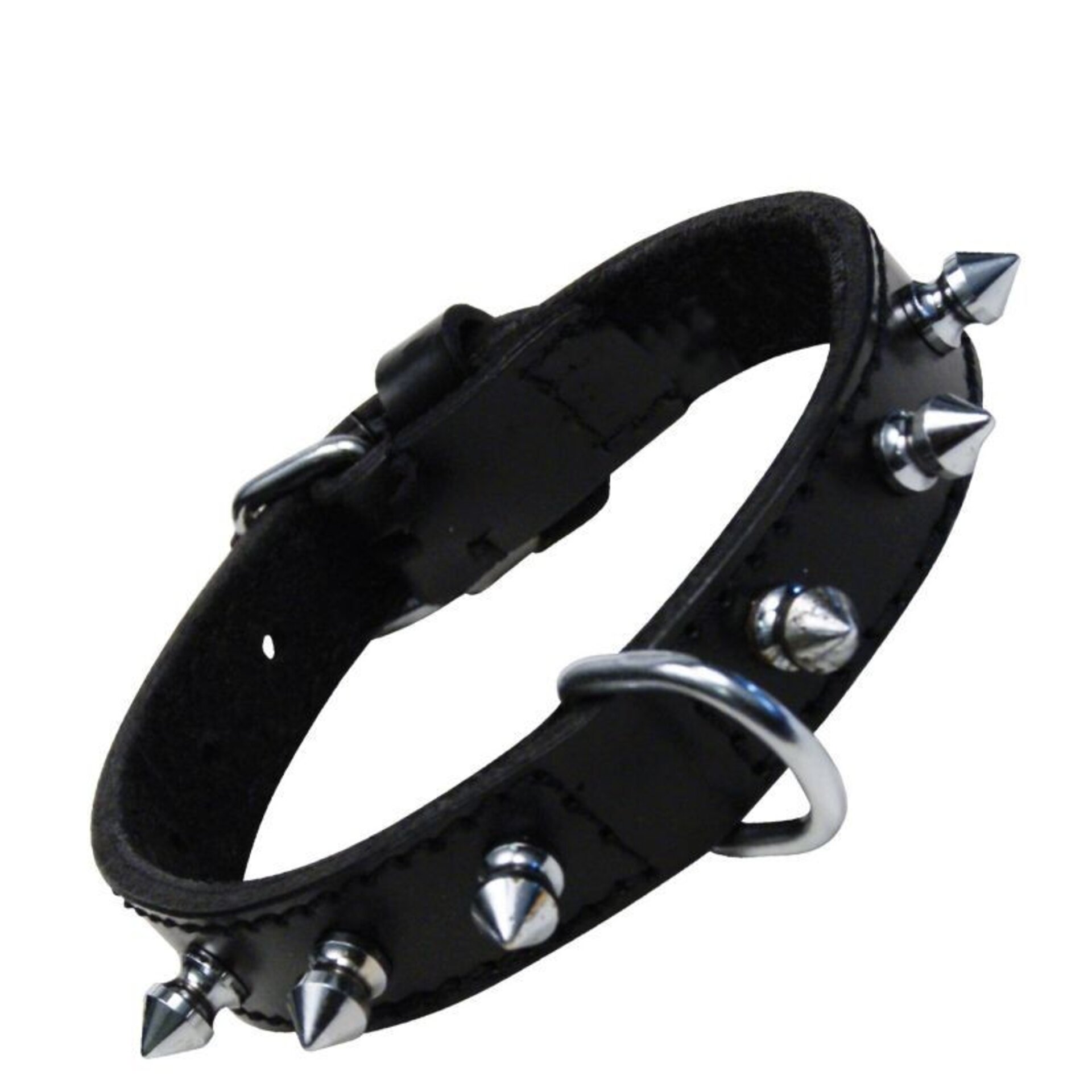 Collares De Piel Negro Con Pinchos - 2