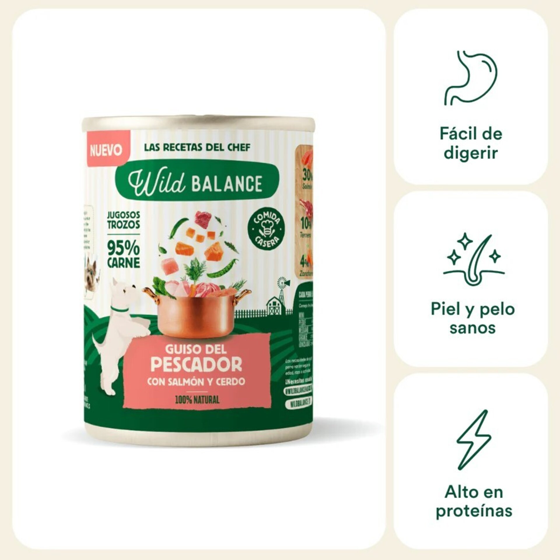 Wild Balance Lata Guiso del Pescador con Salmón y Cerdo perros (Filosofía BARF) - 3