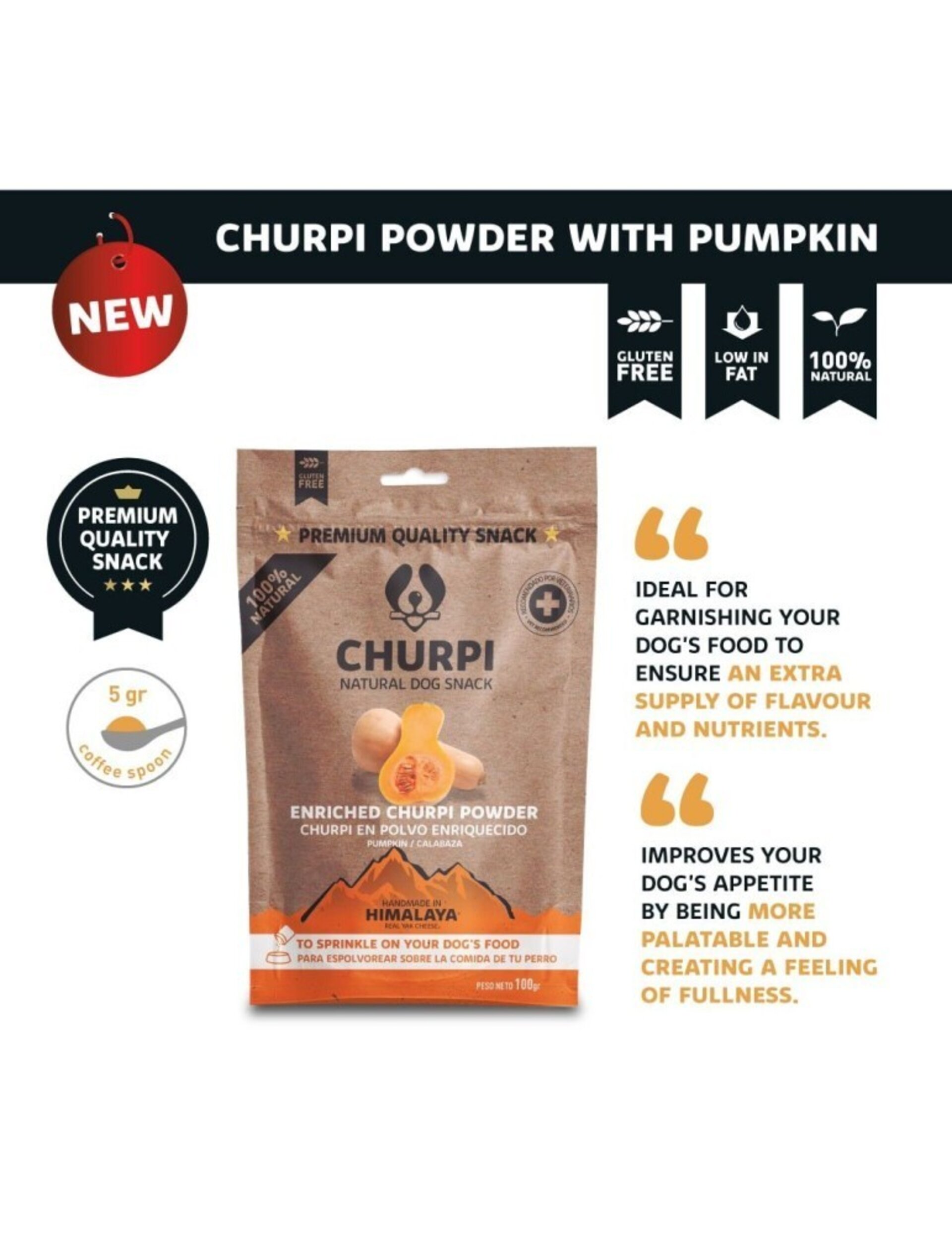 Churpi Powder con Calabaza – Complemento Natural del Himalaya en Polvo (Perros) - 3