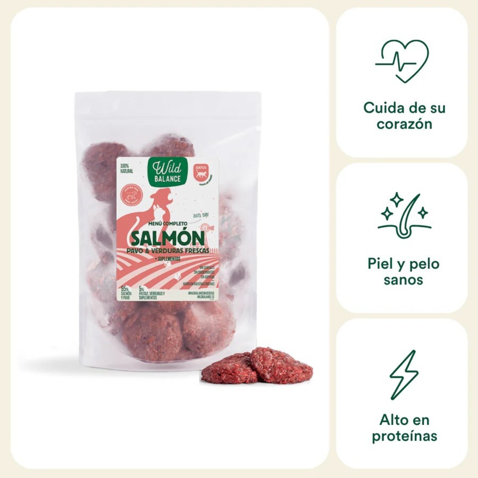 Wild Balance Menú BARF Salmón con Verduras Frescas Gatos - 2