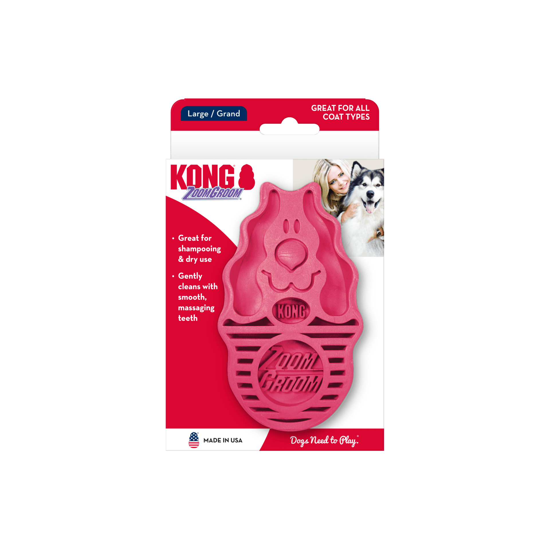Cepillo De Goma Kong Zoom Groom Rojo - 3