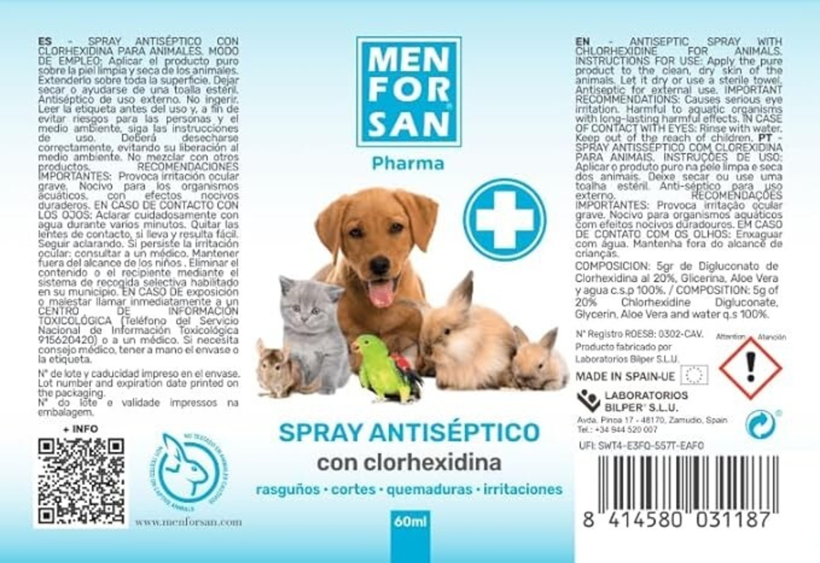 Spray Antiséptico Con Clorhexidina Y Aloe Vera Men For San - 3