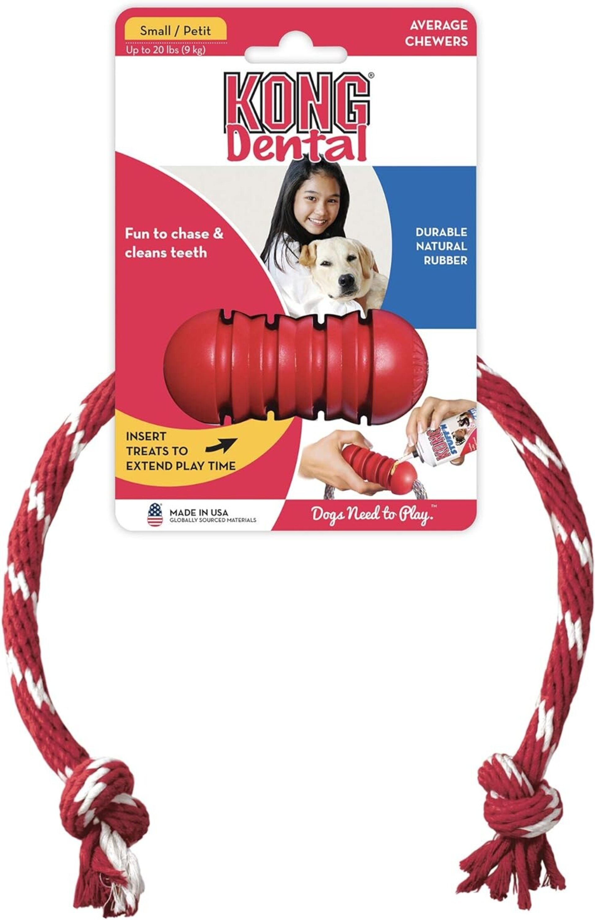 Kong Rojo Clasic Dental W/Rope - 2